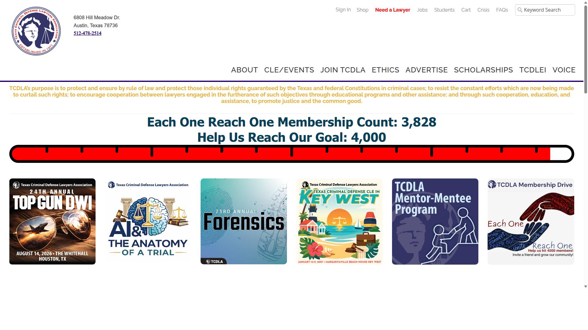 Texas for Criminal Defense Attorneys website